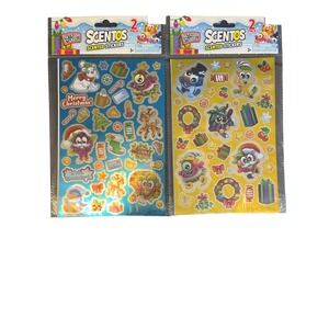 2 pks of 2 sheets Scentos Christmas scented glitter stickers stocking stuffer